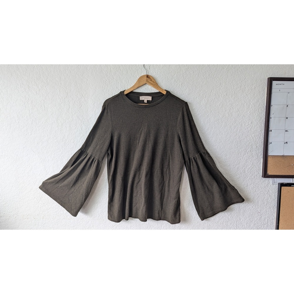 Philosophy Republic Clothing‎ Olive Green Bell Sleeve Knit Top Womens Medium